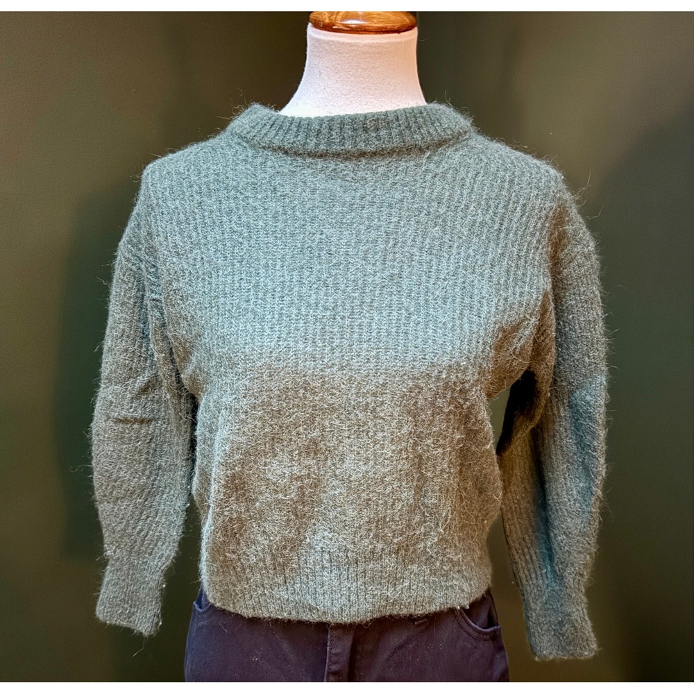 Everlane Green Alpaca Blend Fuzzy Crew Neck‎ Sweater Women's S
